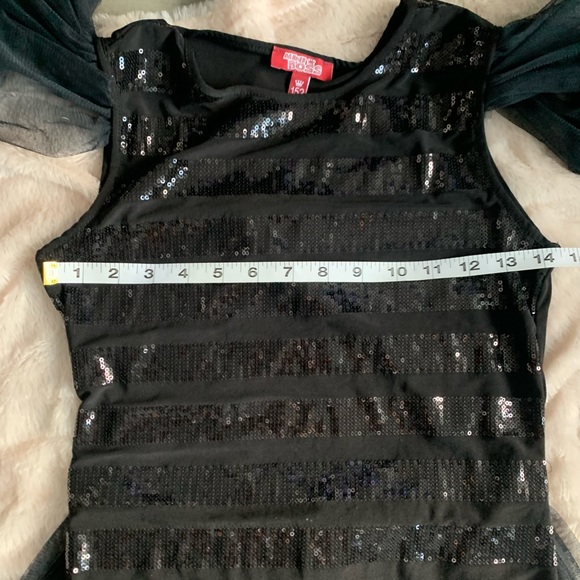 Elegant fancy dress 2 in 1. with a tulle skirt (zip at back waist). Color: black - Picture 9 of 12